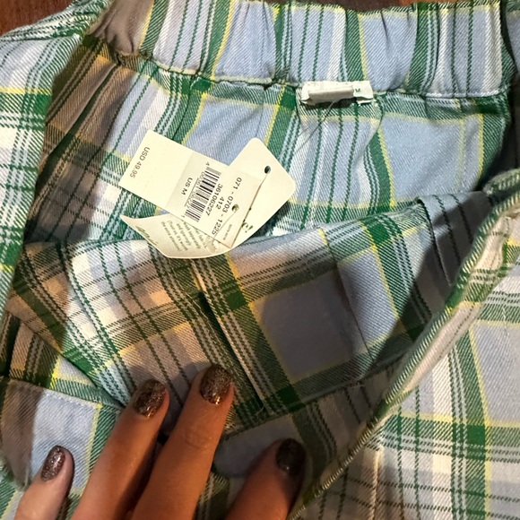 NWT Aerie American Eagle Blue & Green Plaid Y2K Inspired Pleated Mini Skirt - Picture 7 of 13